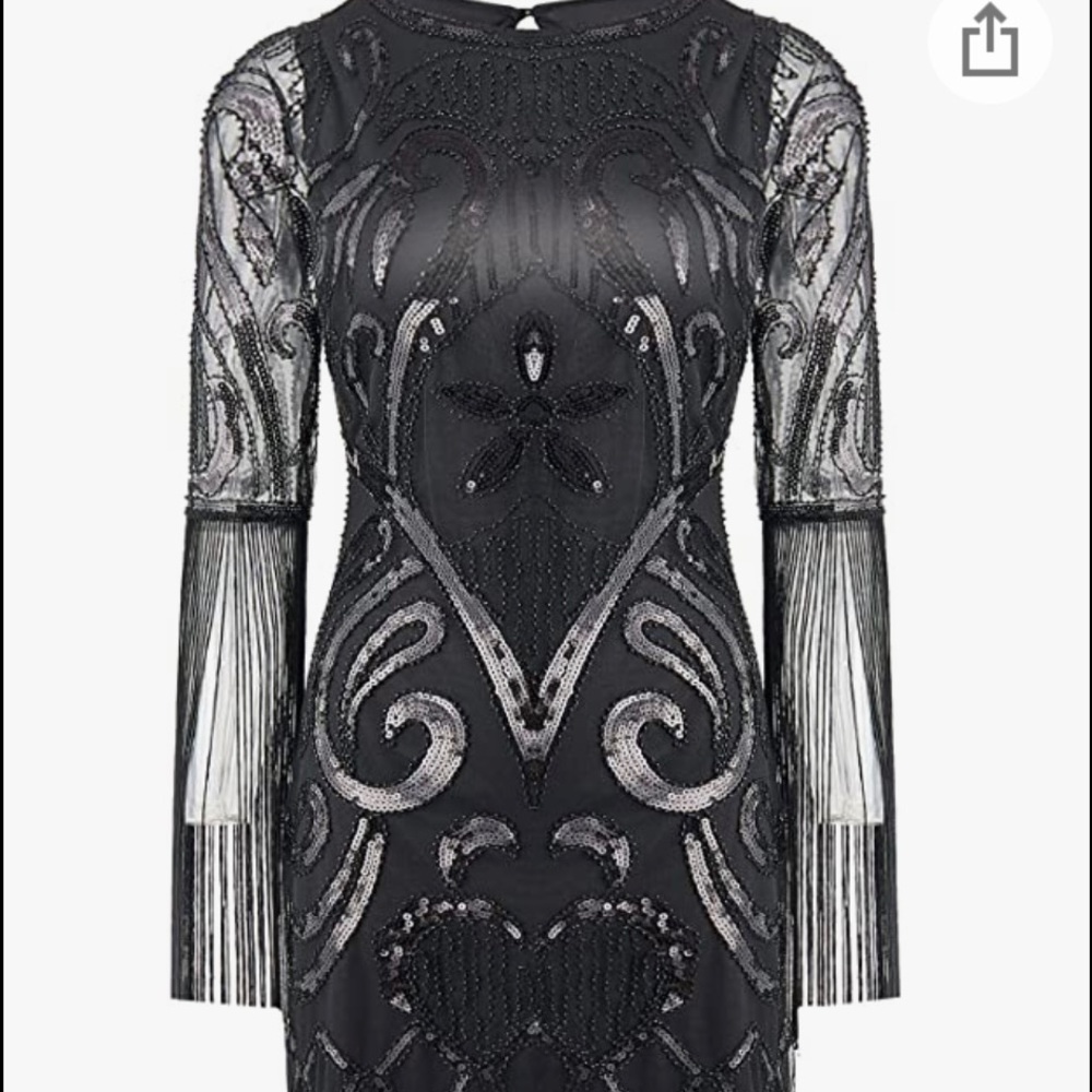 20’s Flapper Dress, black on black, very comfortable. Worn once